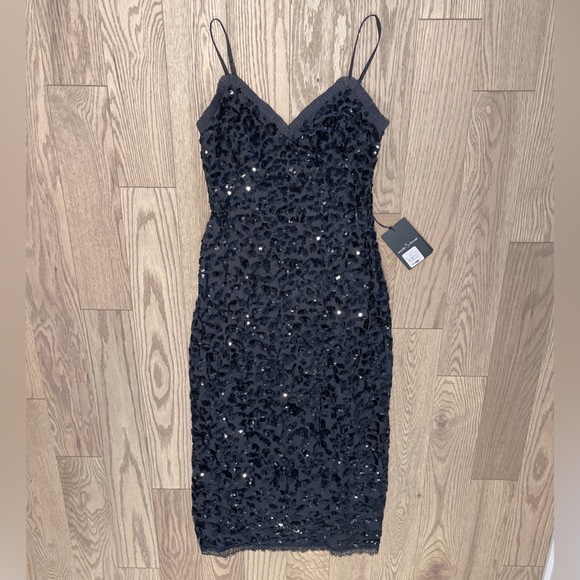 Needle & Thread Black Sequins Dress with Tag Size: US 4 - Picture 3 of 4